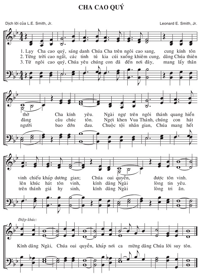 Sheet music: Cha Cao Quý