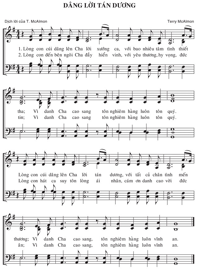 Sheet music: Dâng Lời Tán Dương