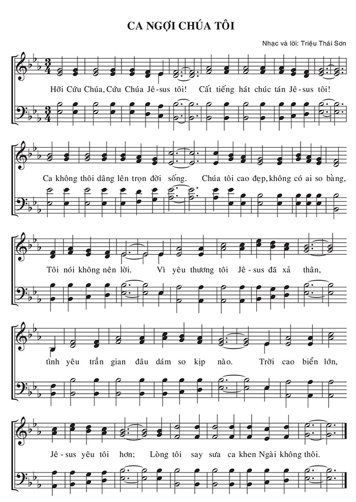 Sheet music: Ca Ngợi Chúa Tôi