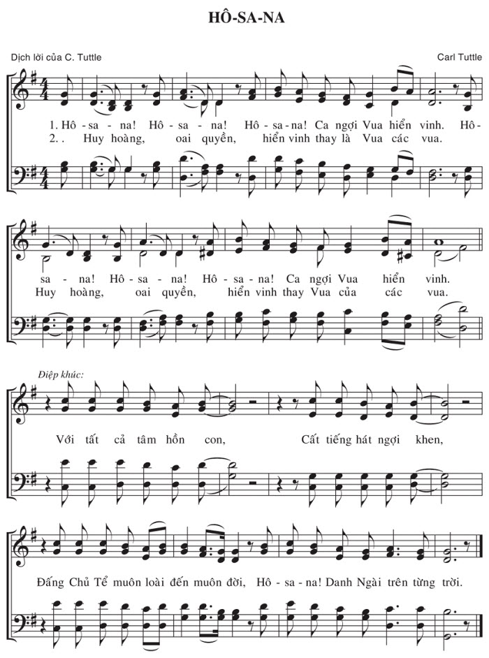 Sheet music: Hô-sa-na