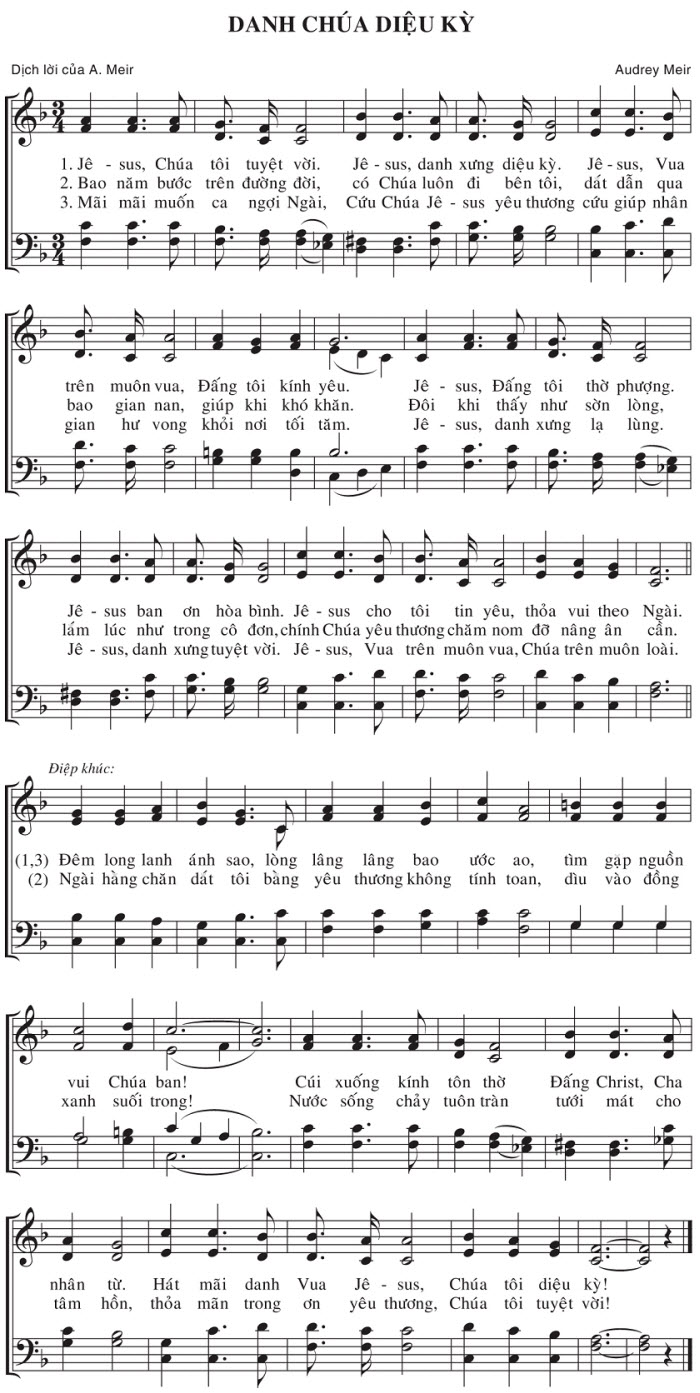 Sheet music: Danh Chúa Diệu Kỳ