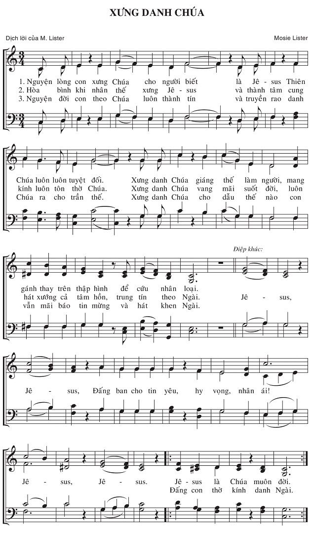Sheet music: Xưng Danh Chúa