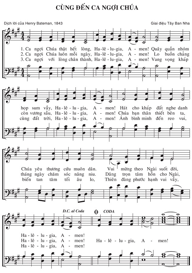Sheet music: Cùng Đến Ca Ngợi Chúa