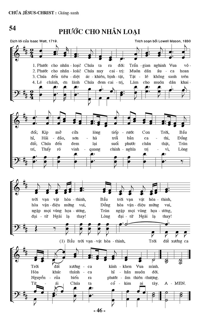 Sheet music: Phước Cho Nhân Loại