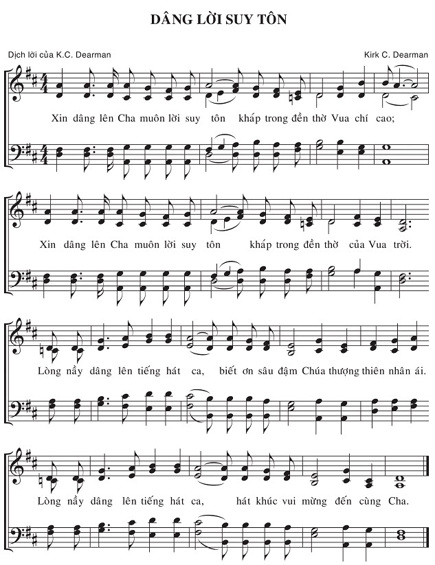 Sheet music: Dâng Lời Suy Tôn