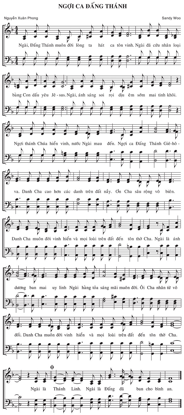 Sheet music: Ngợi Ca Đấng Thánh
