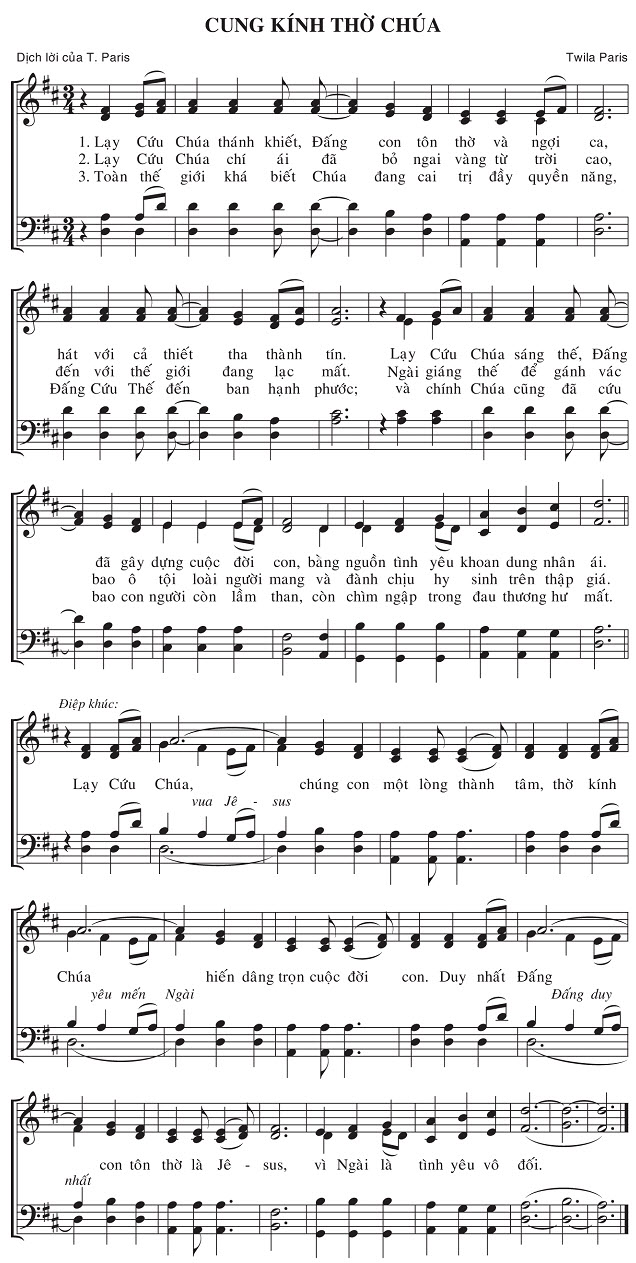 Sheet music: Cung Kính Thờ Chúa