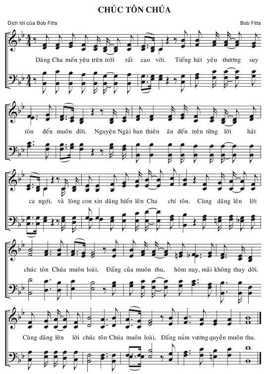 Sheet music: Chúc Tôn Chúa