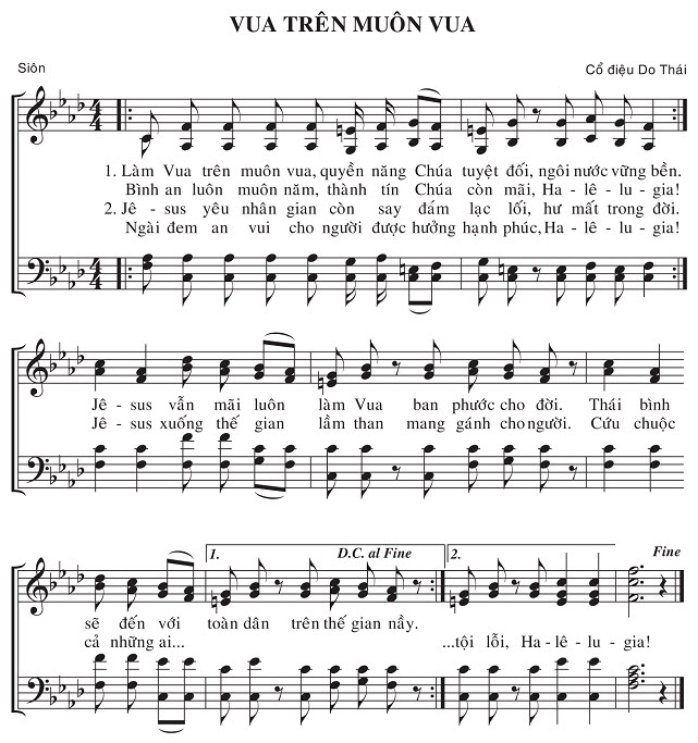 Sheet music: Vua Trên Muôn Vua
