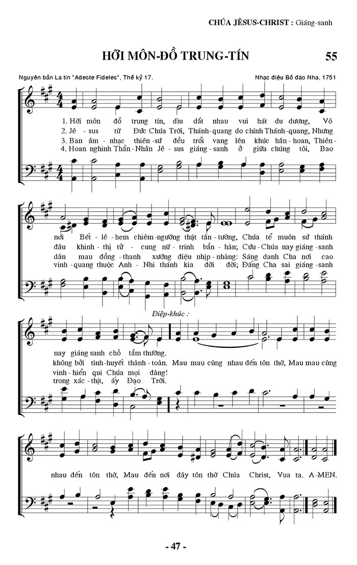 Sheet music: Hỡi Môn Đồ Trung Tín