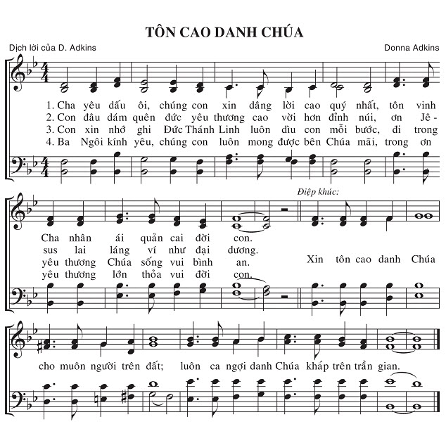 Sheet music: Tôn Cao Danh Chúa