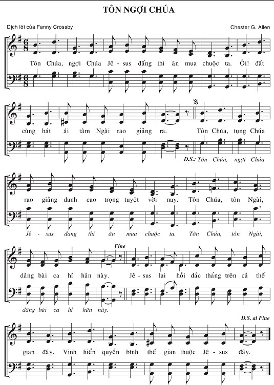 Sheet music: Tôn Ngợi Chúa