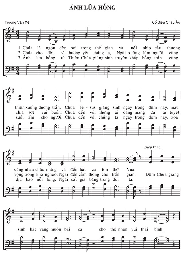 Sheet music: Ánh Lửa Hồng