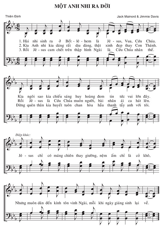 Sheet music: Một Anh Nhi Ra Đời