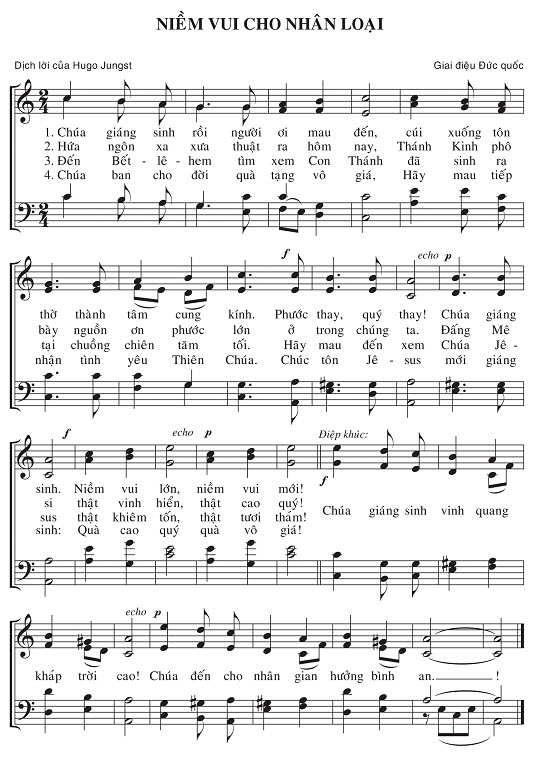Sheet music: Niềm Vui Cho Nhân Loại