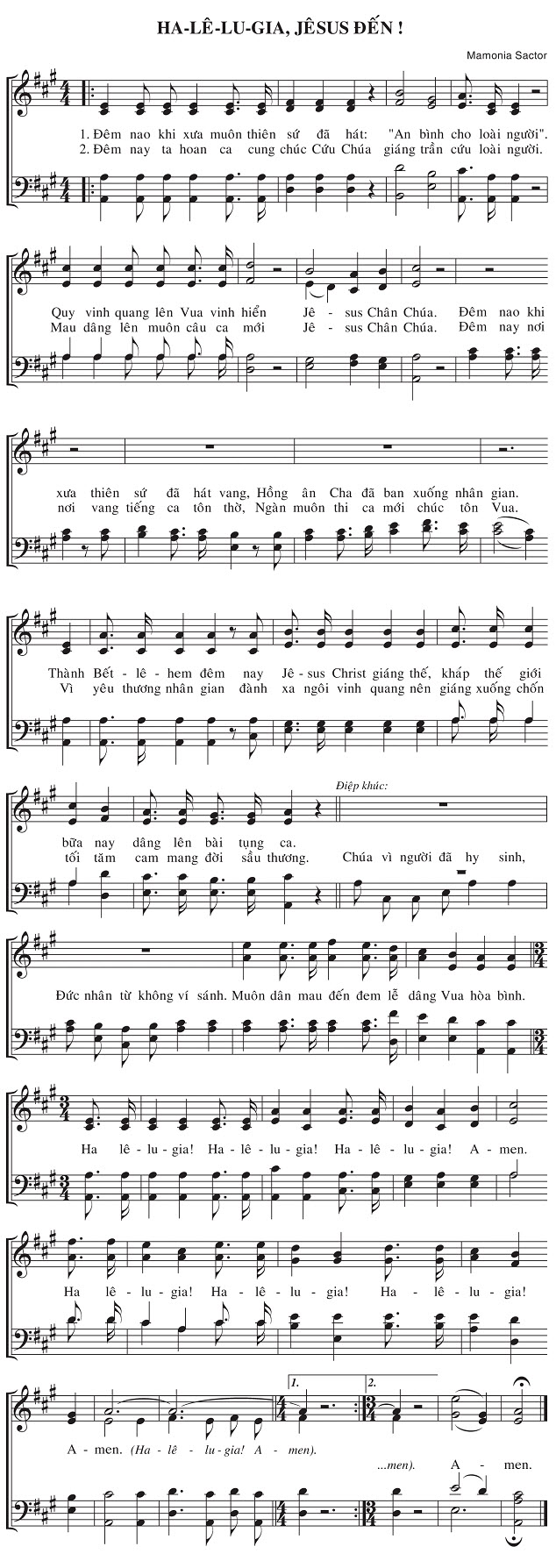 Sheet music: Ha-lê-lu-gia, Jêsus Đến!