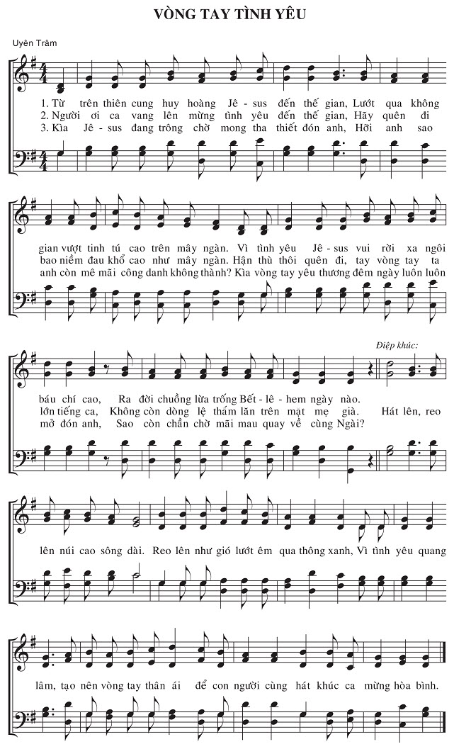 Sheet music: Vòng Tay Yêu Thương