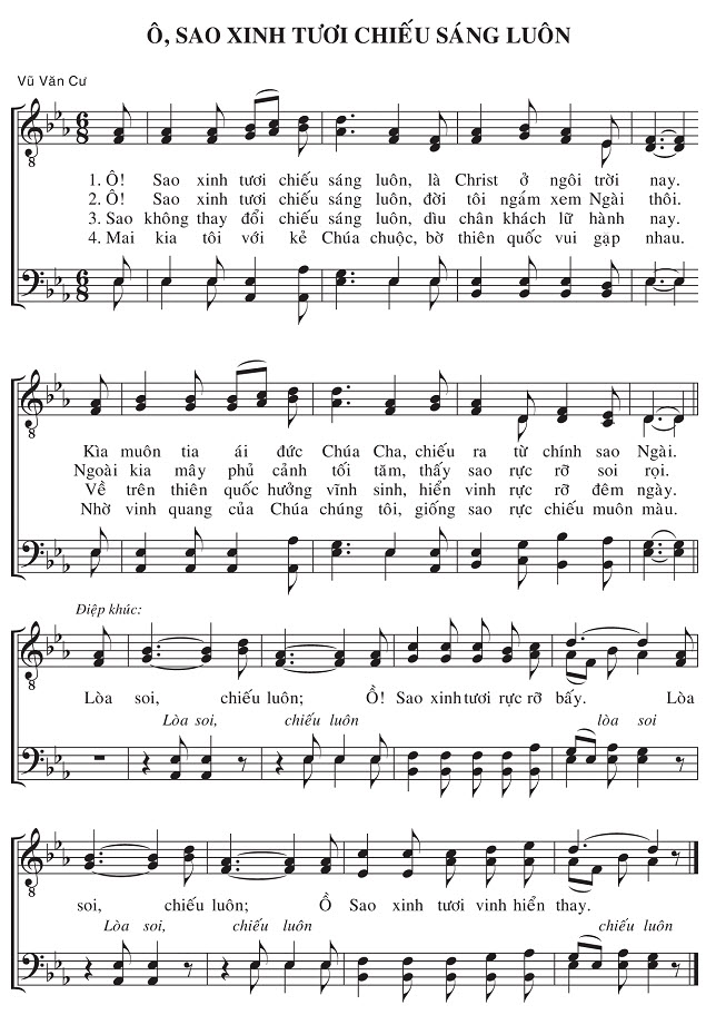 Sheet music: Ô, Sao Xinh Tươi Chiếu Sáng Luôn