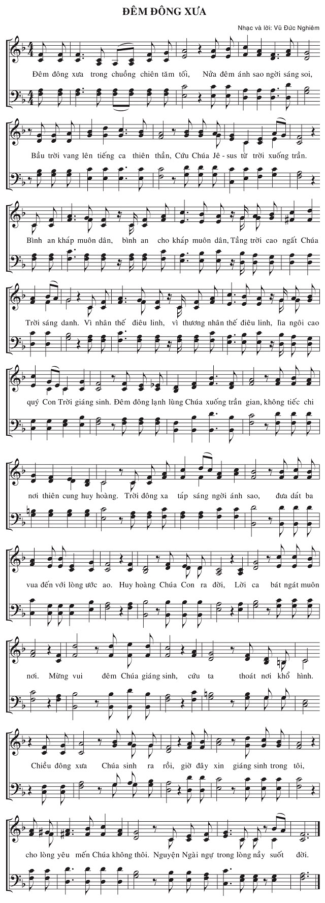 Sheet music: Đêm Đông Xưa