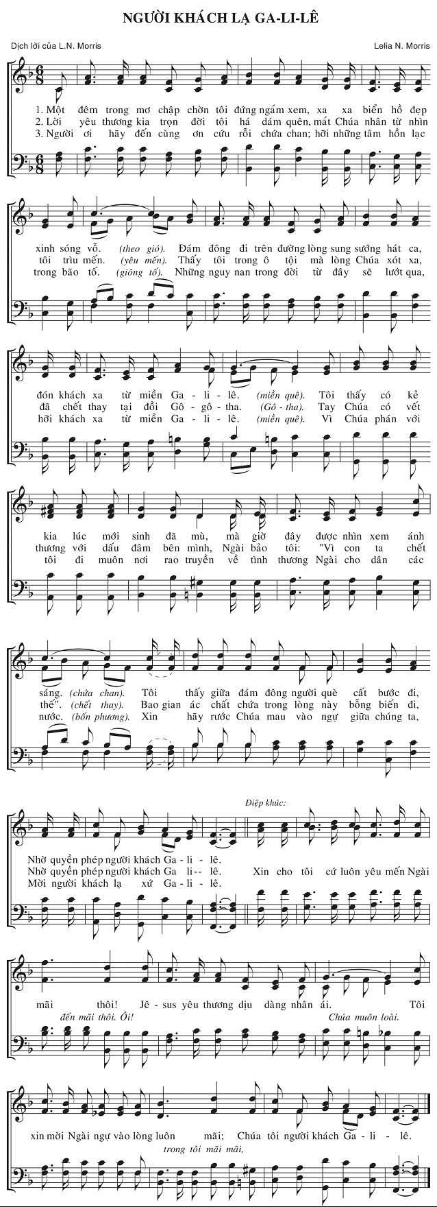 Sheet music: Người Khách Lạ Ga-li-lê
