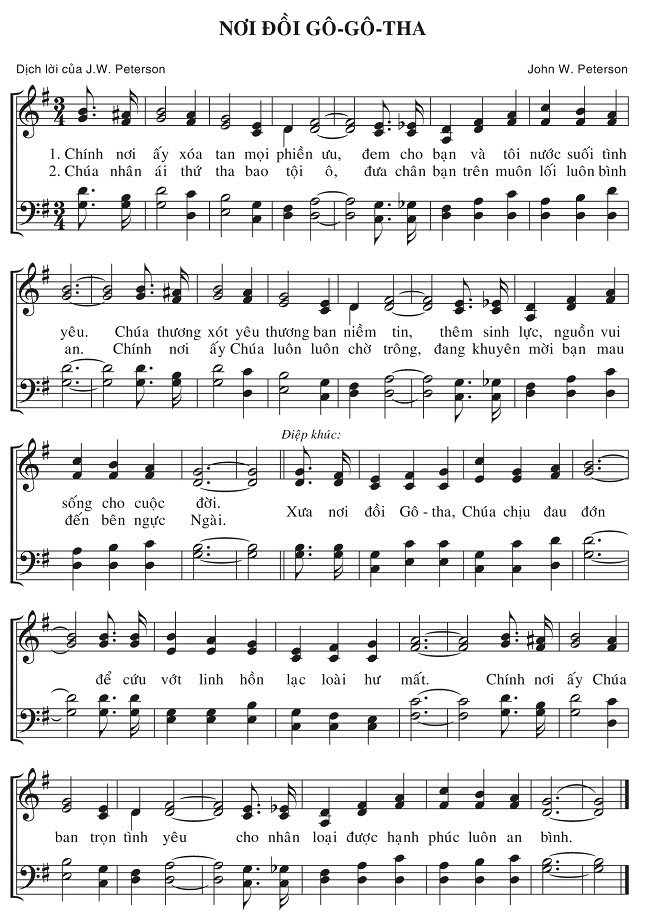 Sheet music: Nơi Đồi Gô-gô-tha