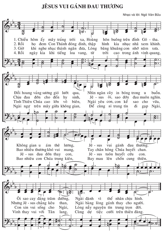 Sheet music: Jêsus Vui Gánh Đau Thương
