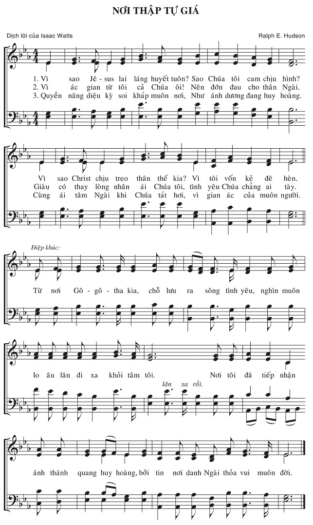 Sheet music: Nơi Thập Tự Giá