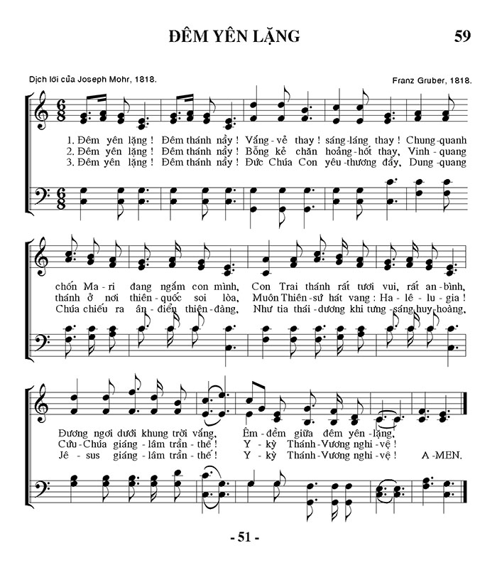 Sheet music: Đêm Yên Lặng