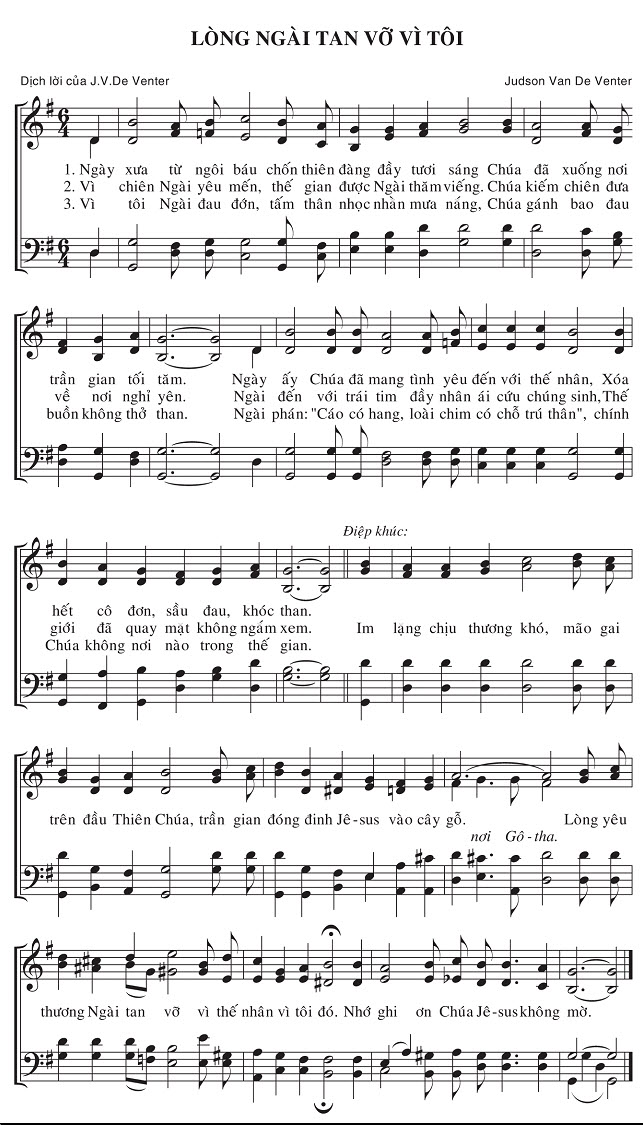 Sheet music: Lòng Ngài Tan Vỡ Vì Tôi