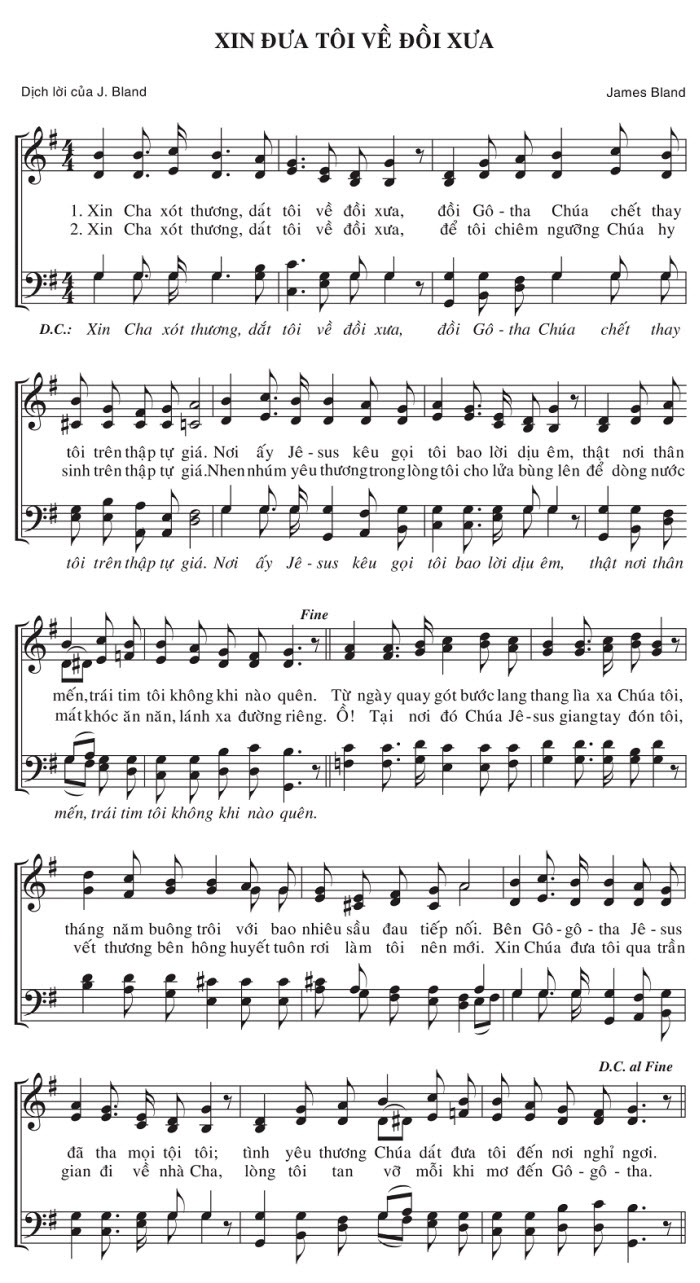 Sheet music: Xin Đưa Tôi Về Đồi Xưa