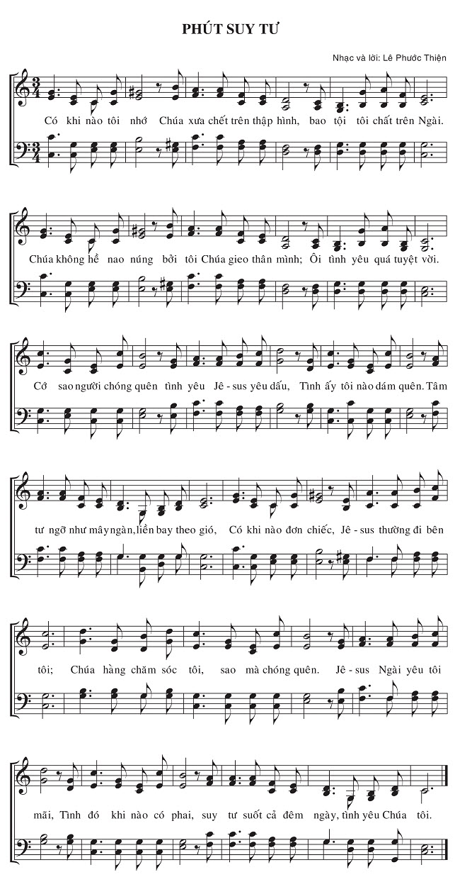 Sheet music: Phút Suy Tư