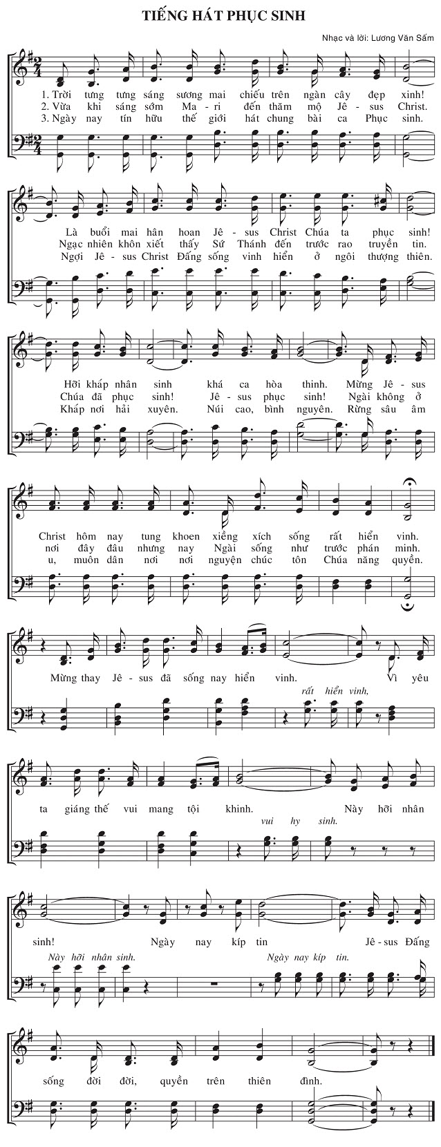 Sheet music: Tiếng Hát Phục Sinh