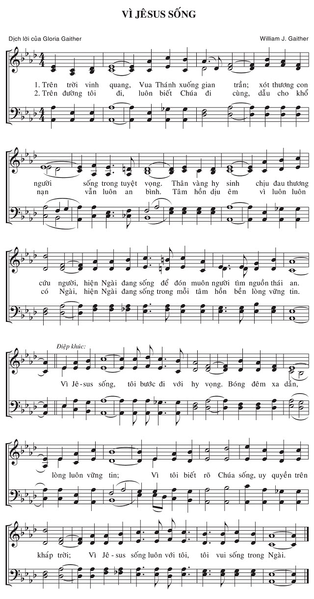 Sheet music: Vì Jêsus Sống