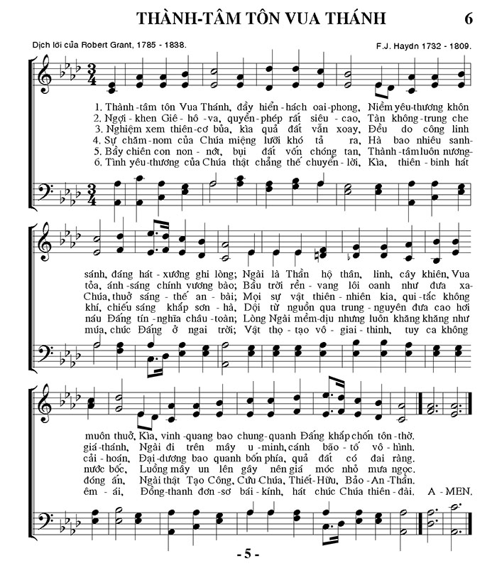 Sheet music: Thành Tâm Tôn Vua Thánh
