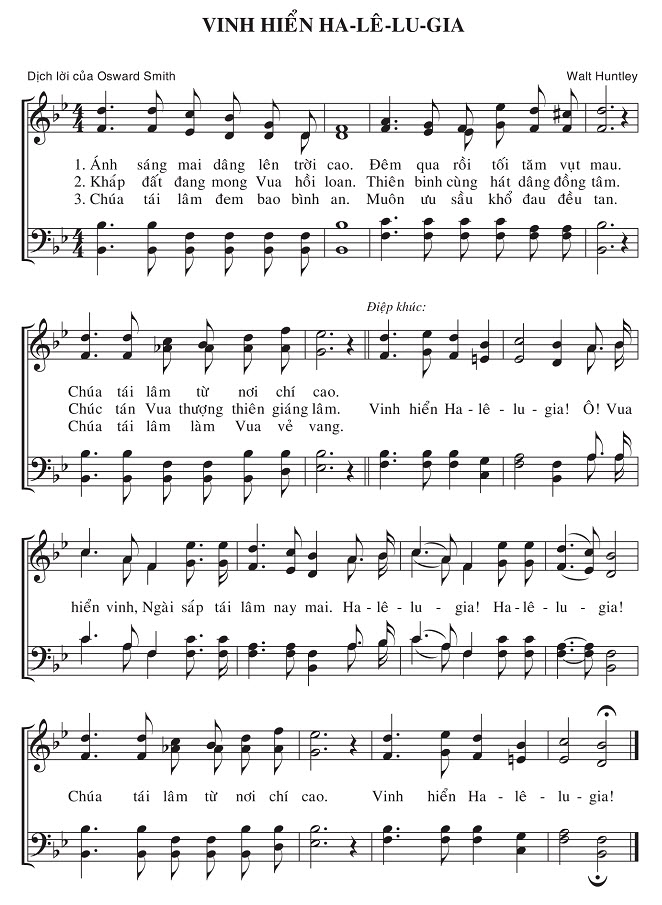 Sheet music: Vinh Hiển Ha-lê-lu-gia