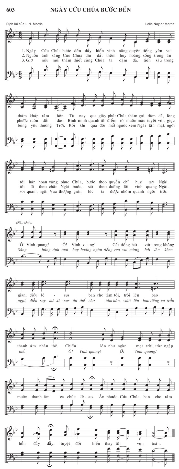 Sheet music: Ngày Cứu Chúa Bước Đến