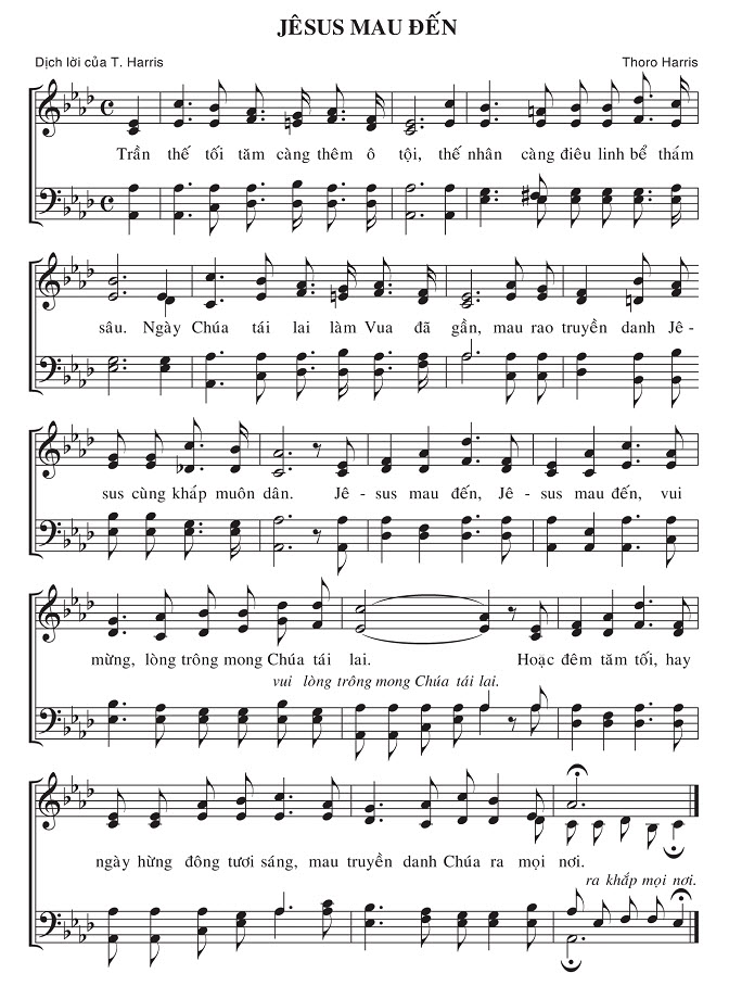 Sheet music: Jêsus Mau Đến