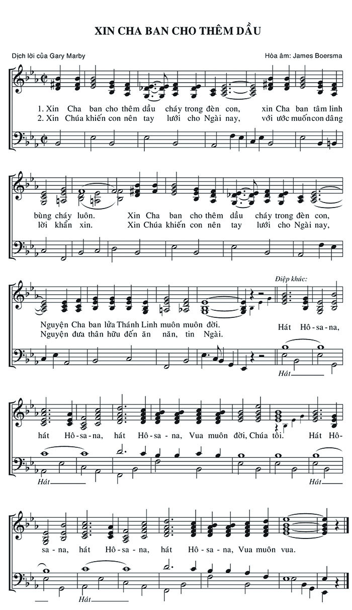 Sheet music: Xin Cha Ban Cho Thêm Dầu