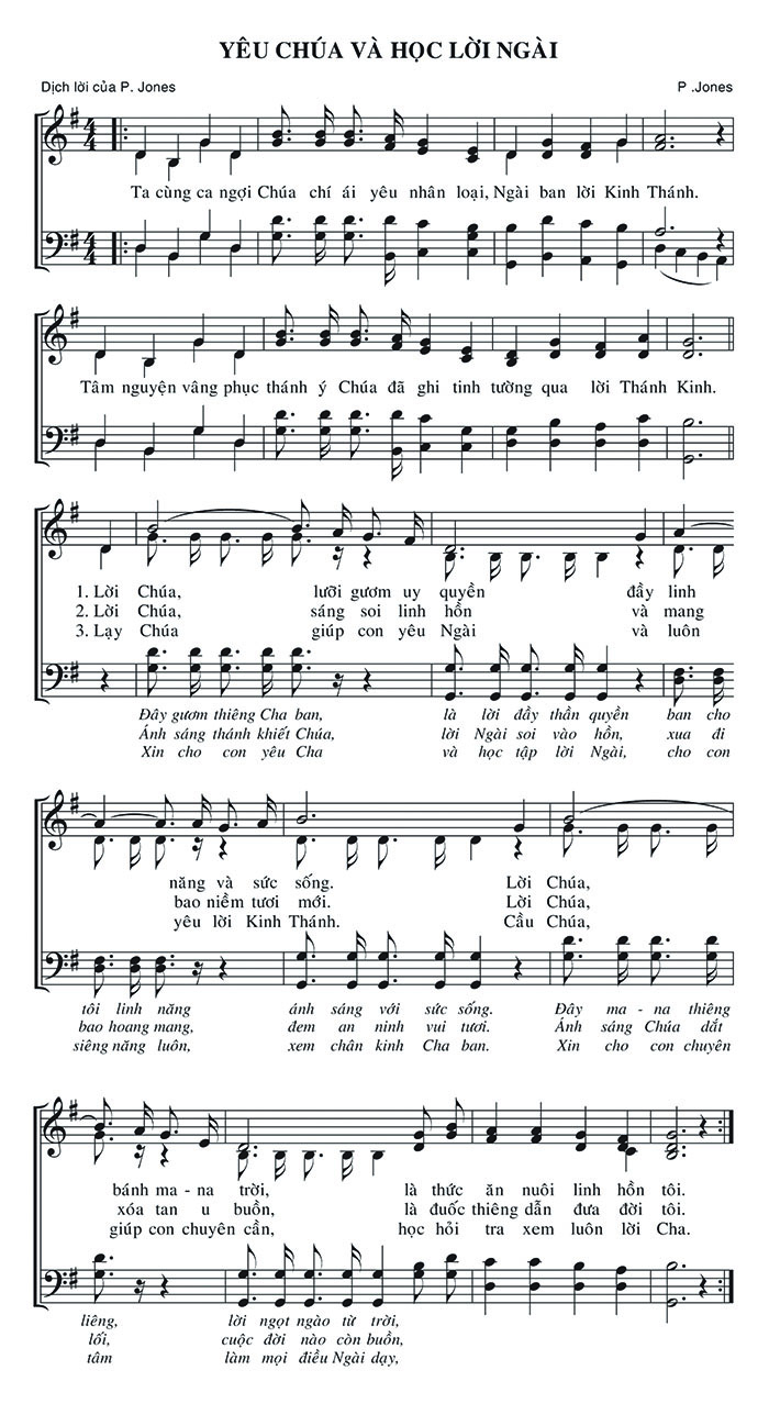 Sheet music: Yêu Chúa Và Học Lời Ngài