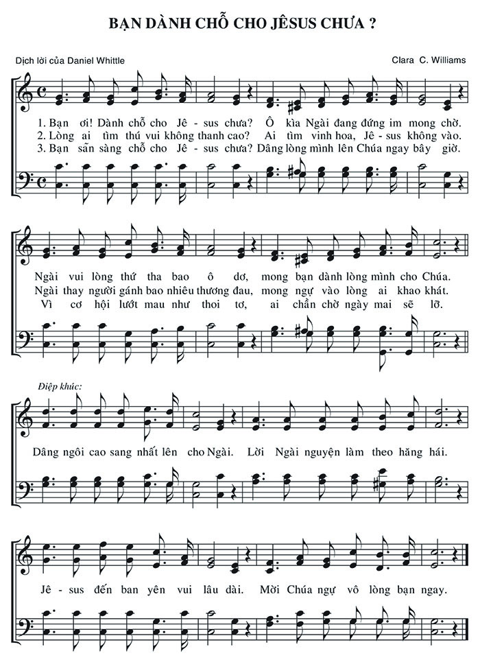 Sheet music: Bạn Dành Chỗ Cho Jêsus Chưa?