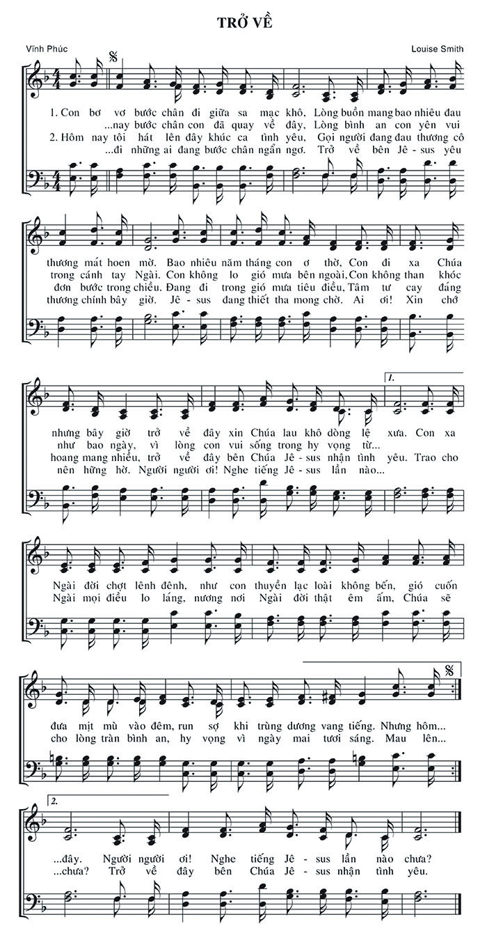 Sheet music: Trở Về