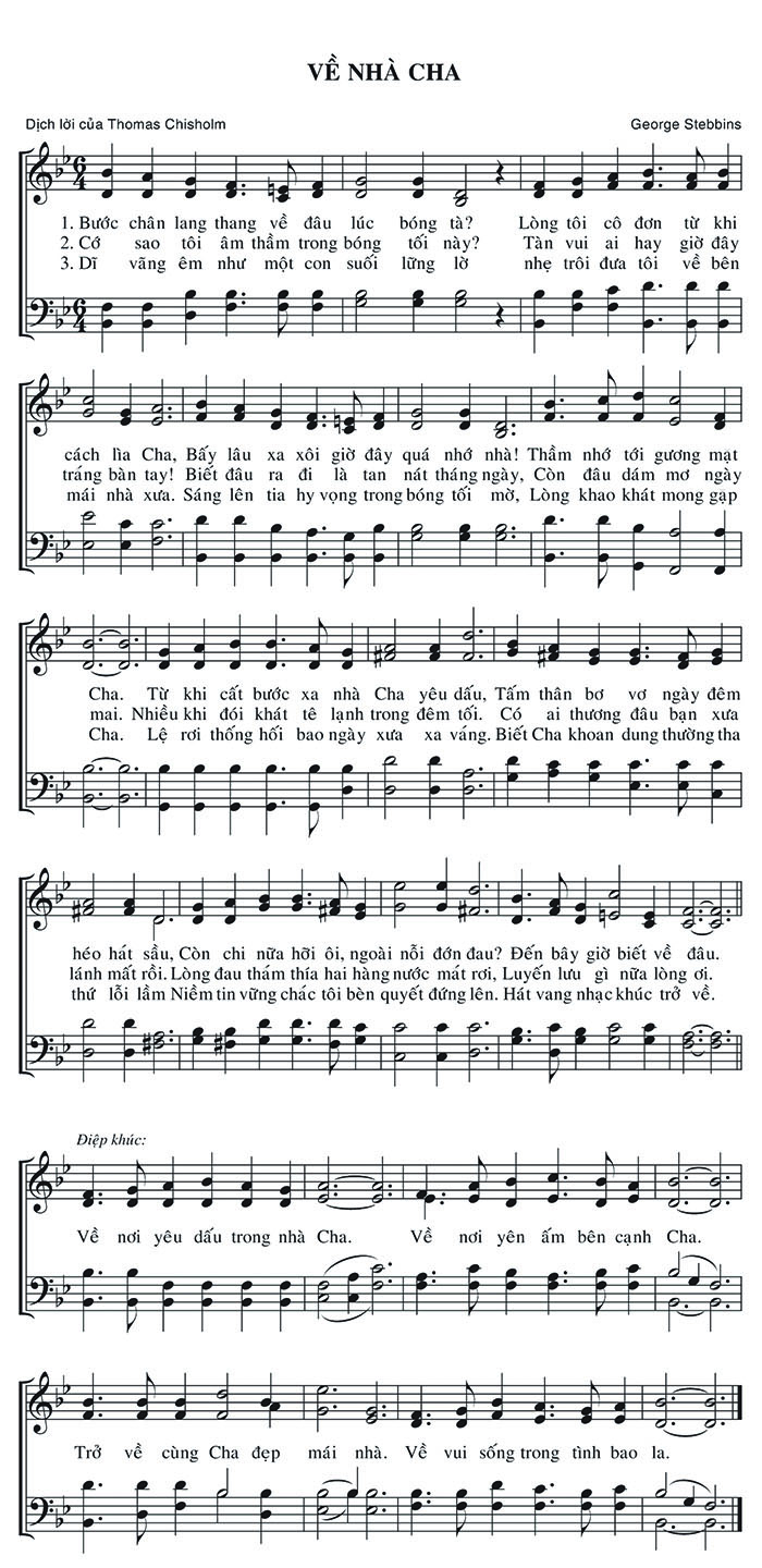 Sheet music: Về Nhà Cha