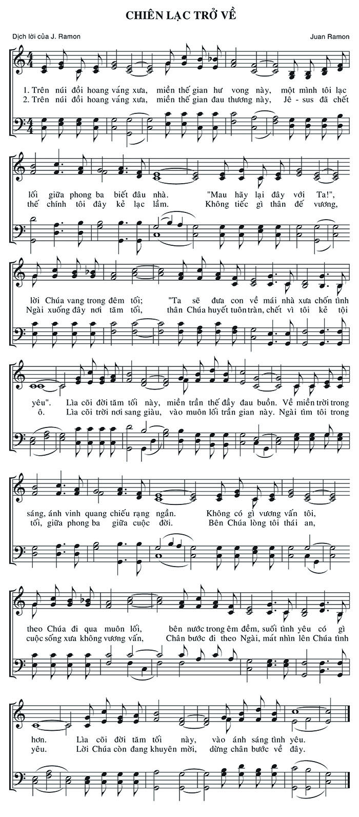 Sheet music: Chiên Lạc Trở Về