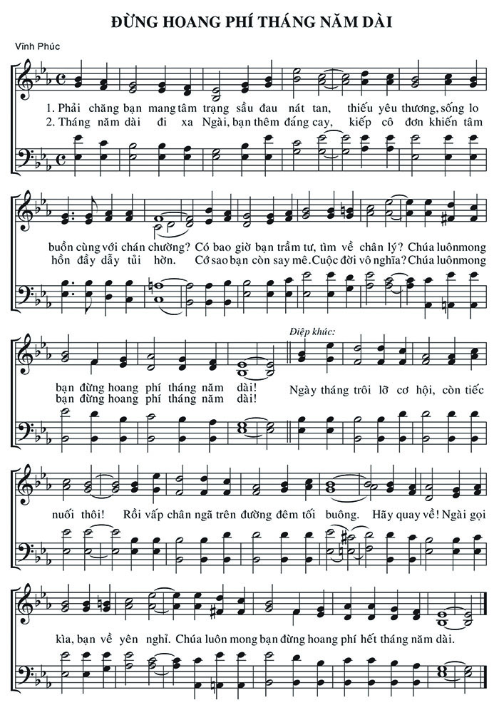 Sheet music: Đừng Hoang Phí Tháng Năm Dài