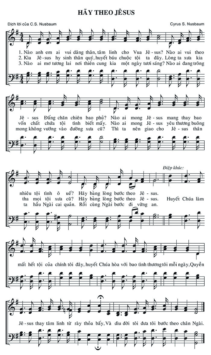 Sheet music: Hãy Theo Jêsus