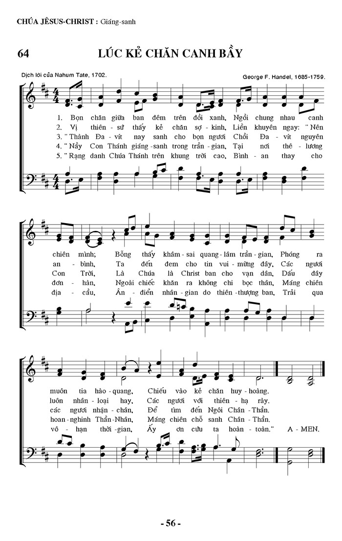 Sheet music: Lúc Kẻ Chăn Canh Bầy