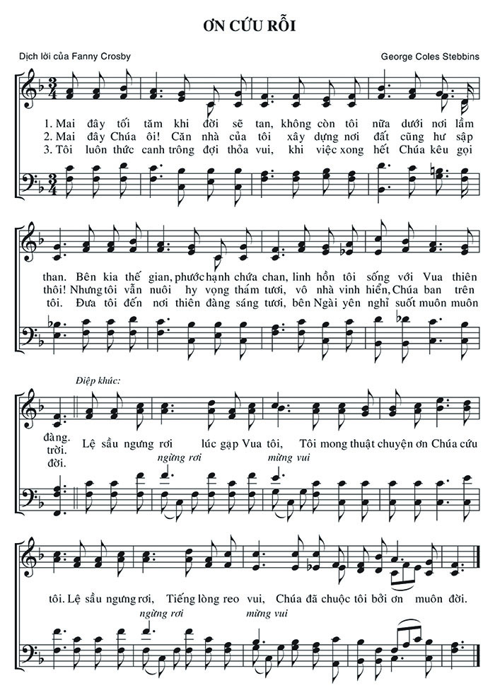 Sheet music: Ơn Cứu Rỗi