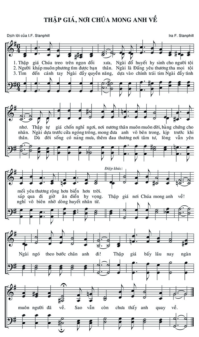 Sheet music: Thập Giá, Nơi Chúa Mong Anh Về