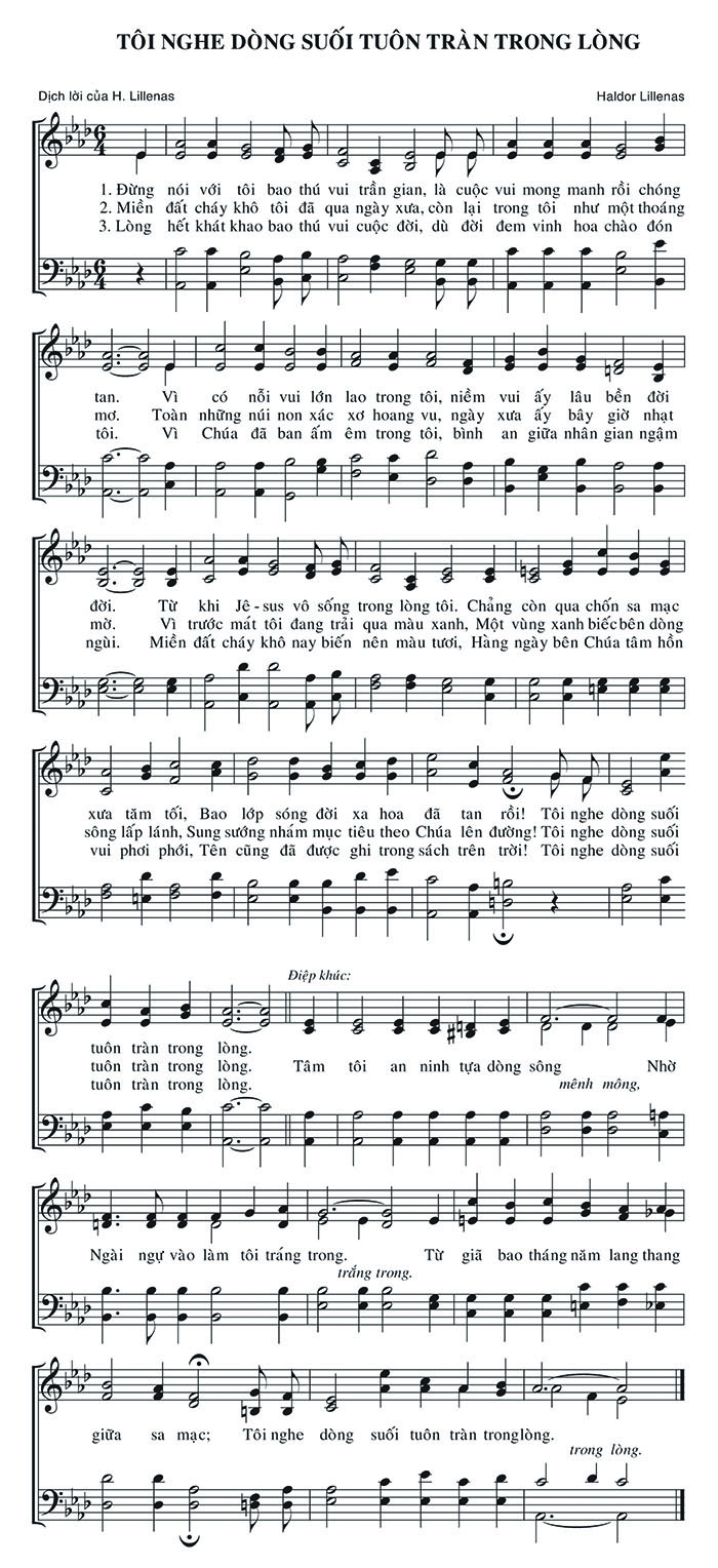 Sheet music: Tôi Nghe Dòng Suối Tuôn Tràn Trong Lòng