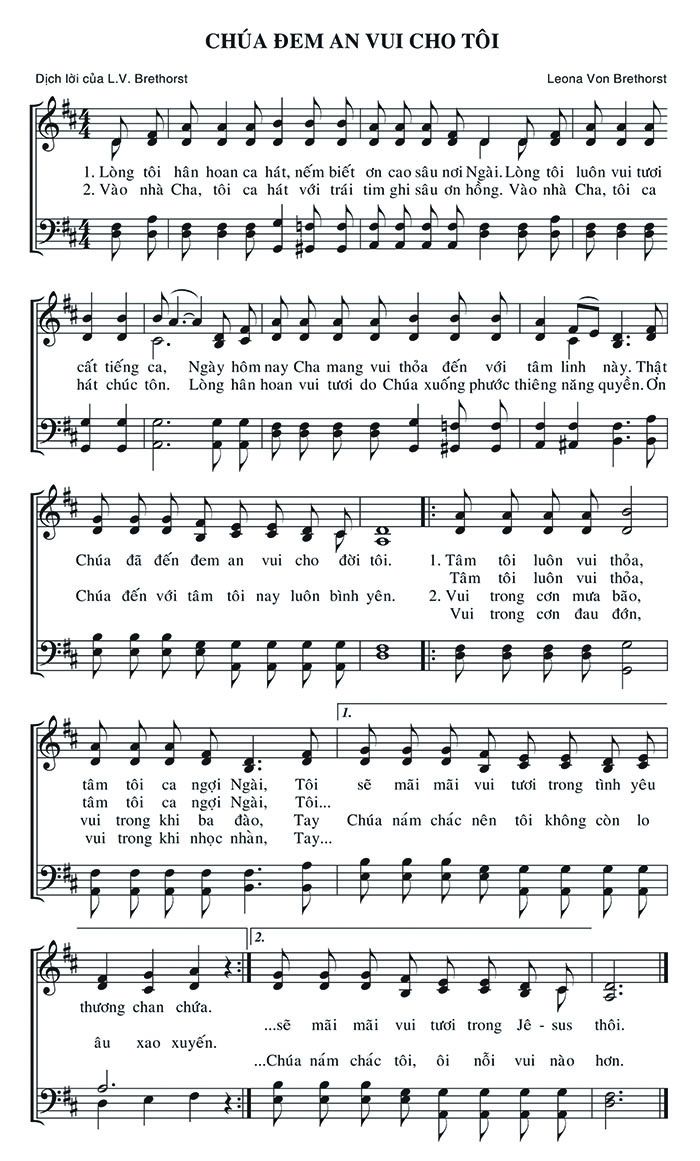 Sheet music: Chúa Đem An Vui Cho Tôi